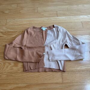 Cropped Ribbed Cardigan/Button-Down